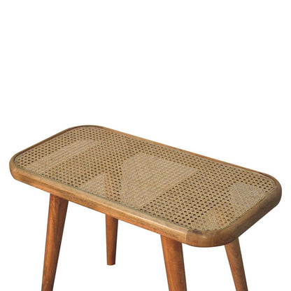 28" Brown Solid Wood and Rattan Bench