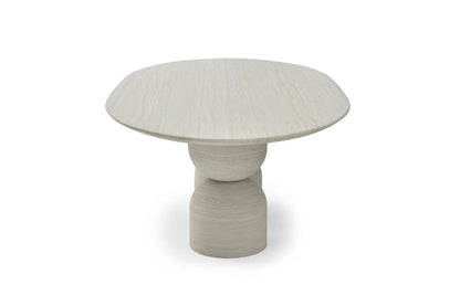 94" Beige Marble Double Pedestal Base Oval Dining Table