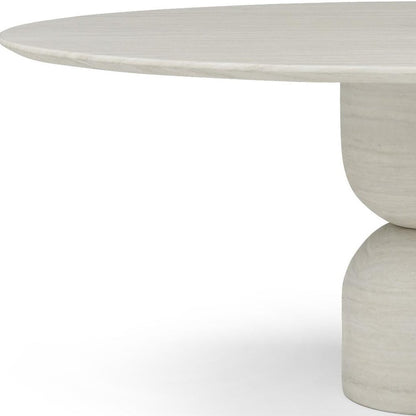 94" Beige Marble Double Pedestal Base Oval Dining Table