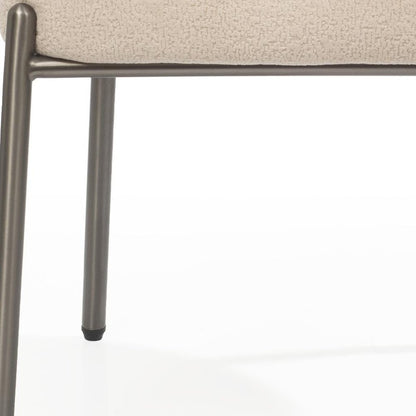 Beige and Gunmetal Boucle and Steel Dining Arm Chair