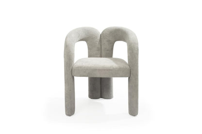 Dark Gray Boucle Partially Open Back Dining Arm Chair