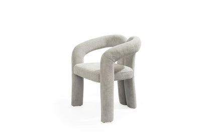 Dark Gray Boucle Partially Open Back Dining Arm Chair