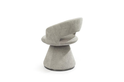 Dark Gray Boucle Partially Open Back Swivel Dining Arm Chair