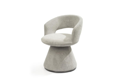 Dark Gray Boucle Partially Open Back Swivel Dining Arm Chair