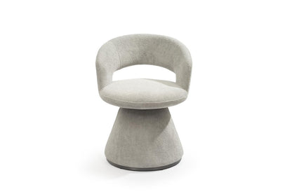 Dark Gray Boucle Partially Open Back Swivel Dining Arm Chair