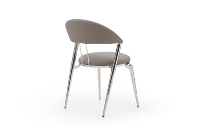 Set of Two Gray and Silver Faux Leather and Stainless Steel Open Back Dining Side Chairs