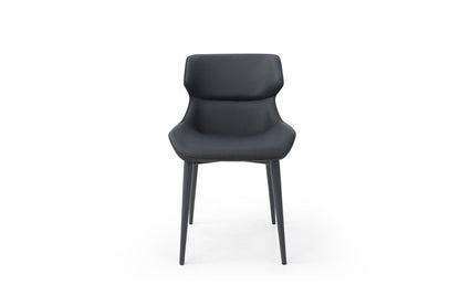 Black Faux Leather and Steel Wing Back Dining Side Chair