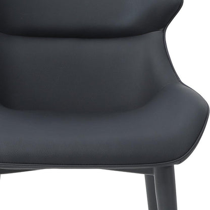 Black Faux Leather and Steel Wing Back Dining Side Chair