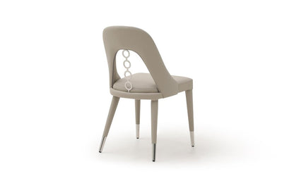 Set of Two Gray and Silver Faux Leather and Stainless Steel Dining Side Chairs