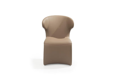 Light Brown Faux Leather Wing Back Dining Side Chair