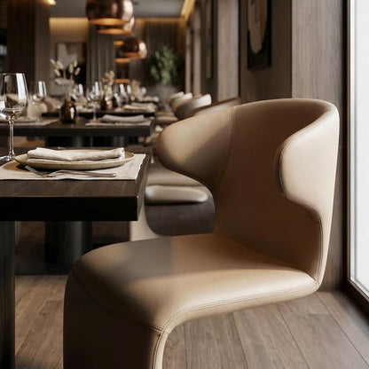Light Brown Faux Leather Wing Back Dining Side Chair