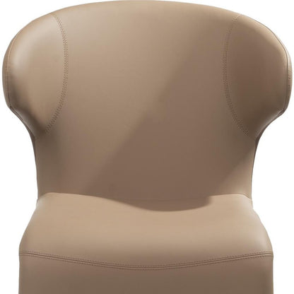 Light Brown Faux Leather Wing Back Dining Side Chair