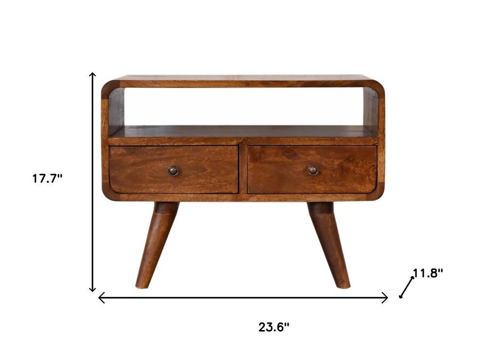 24" Chestnut Solid Wood Enclosed and Open Storage TV Stand