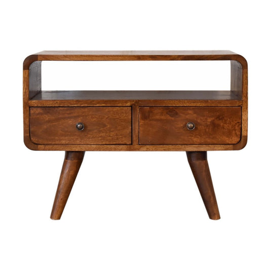 24" Chestnut Solid Wood Enclosed and Open Storage TV Stand