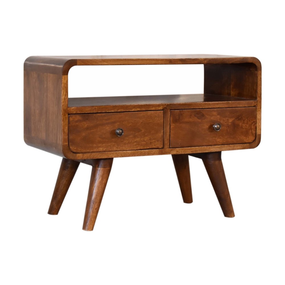 24" Chestnut Solid Wood Enclosed and Open Storage TV Stand