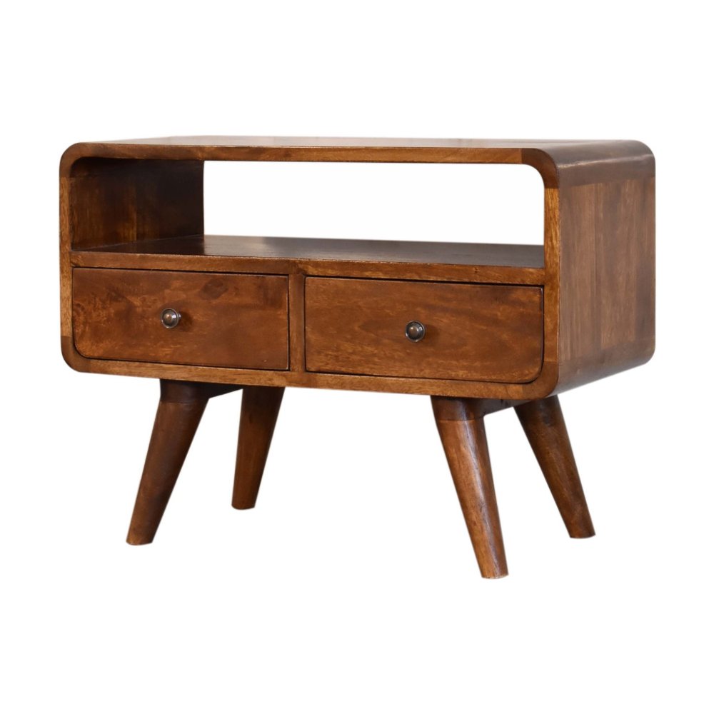 24" Chestnut Solid Wood Enclosed and Open Storage TV Stand