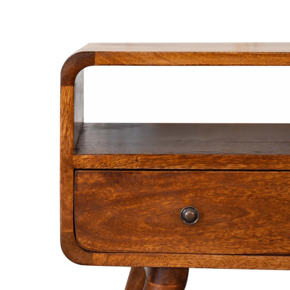 24" Chestnut Solid Wood Enclosed and Open Storage TV Stand