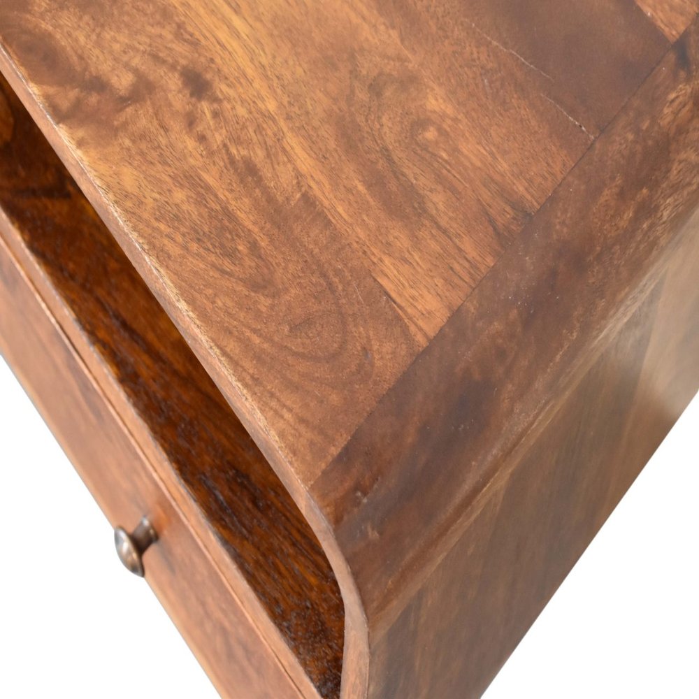 24" Chestnut Solid Wood Enclosed and Open Storage TV Stand