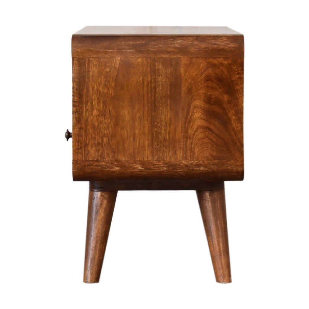 24" Chestnut Solid Wood Enclosed and Open Storage TV Stand