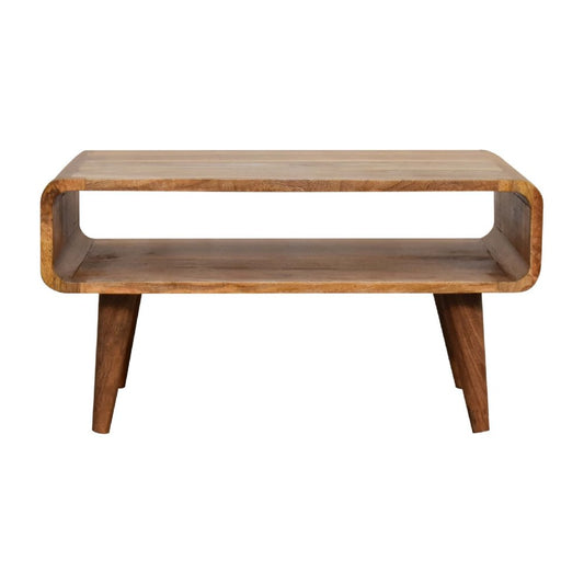 26" Brown Solid Wood Open Shelving TV Stand