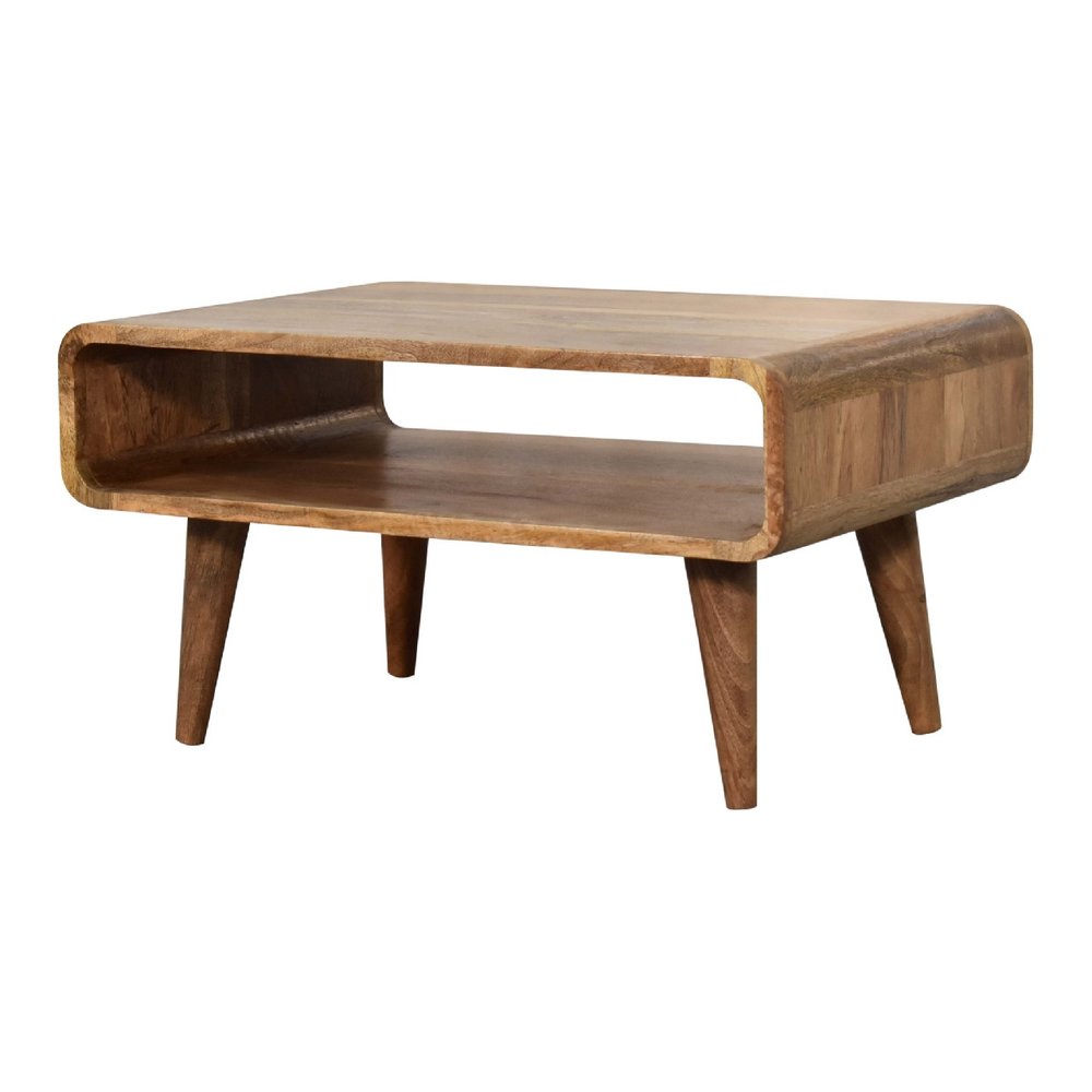26" Brown Solid Wood Open Shelving TV Stand