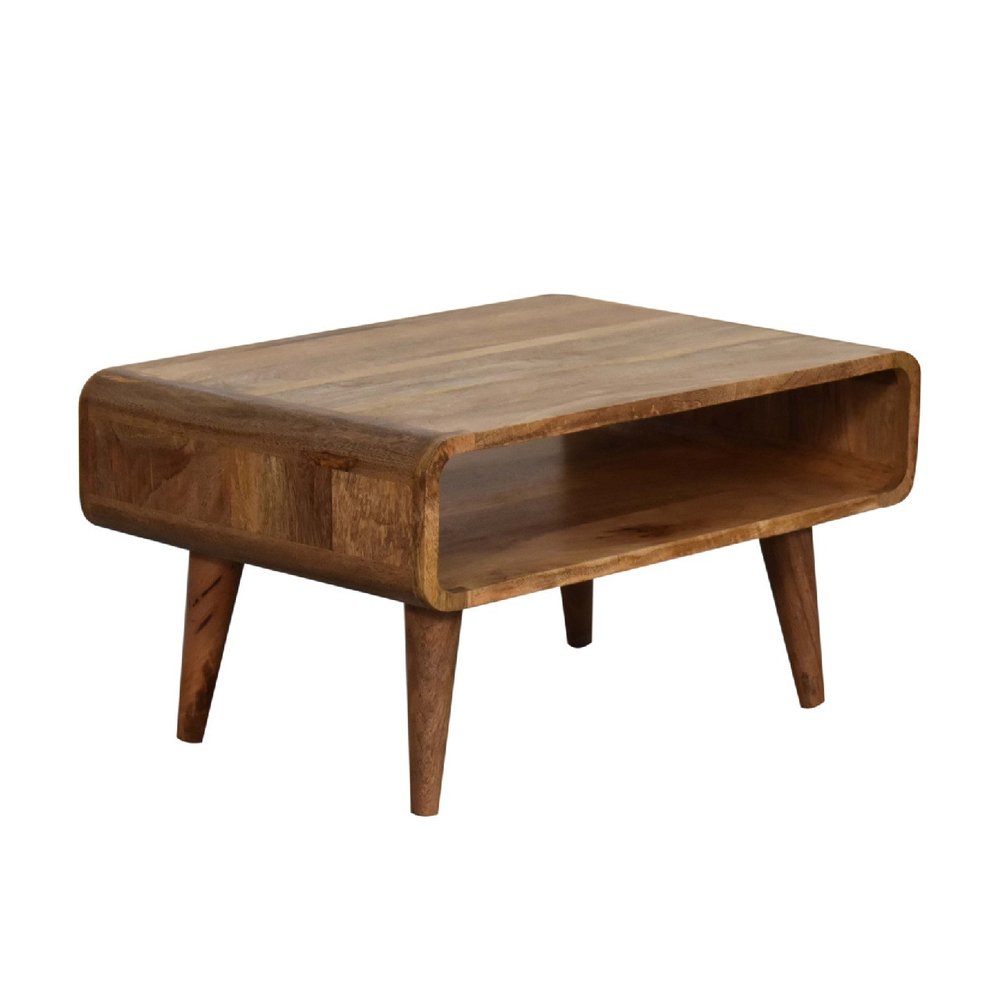 26" Brown Solid Wood Open Shelving TV Stand