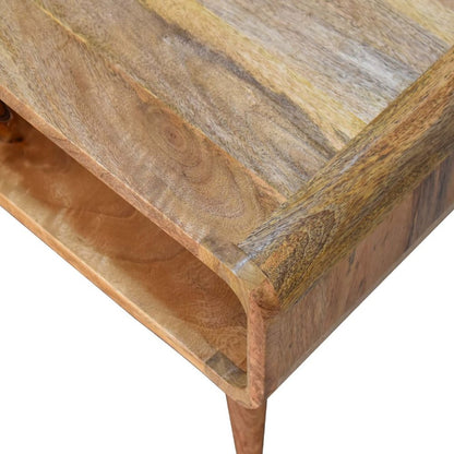 26" Brown Solid Wood Open Shelving TV Stand