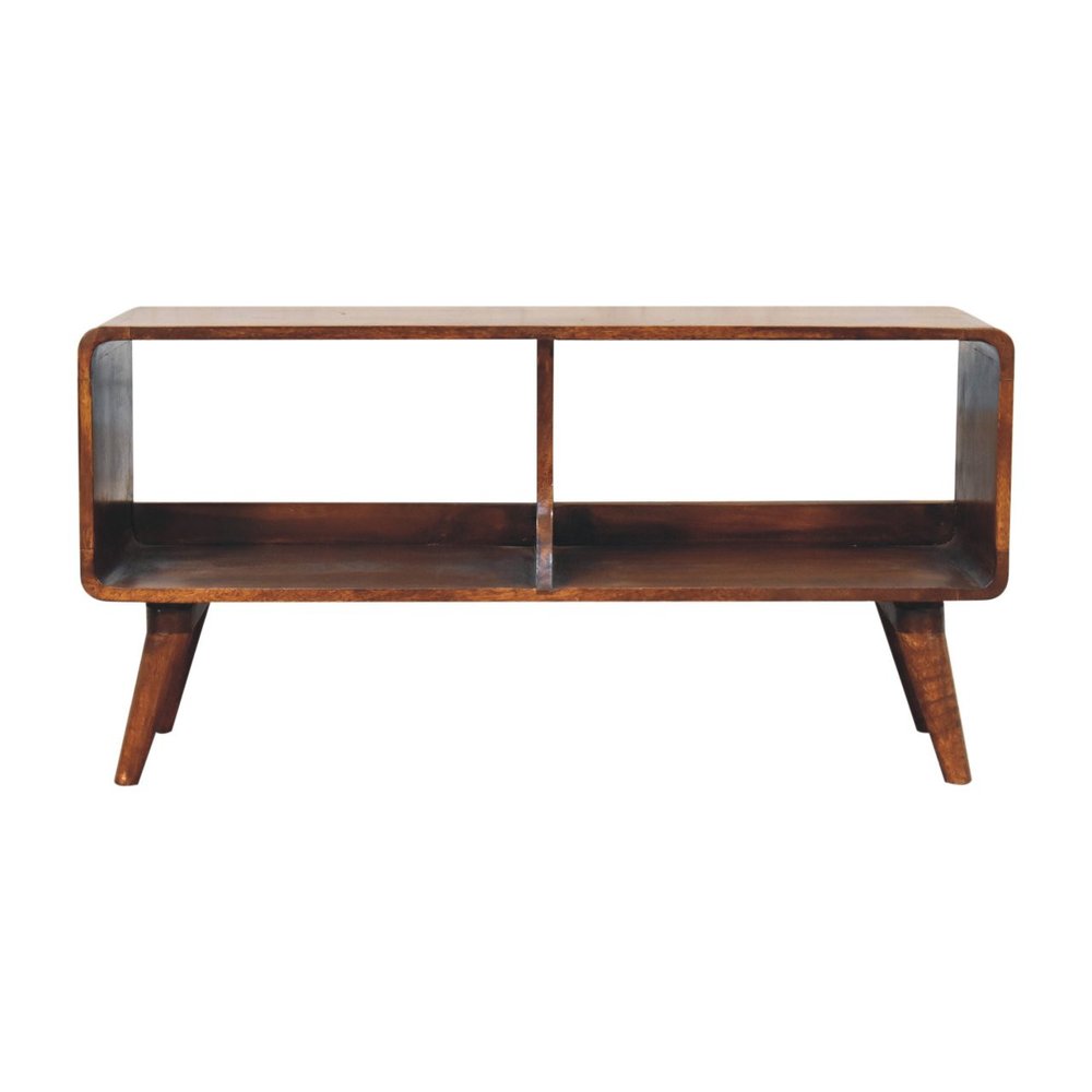 39" Brown Solid Wood Enclosed and Open Storage TV Stand