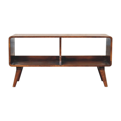 39" Brown Solid Wood Enclosed and Open Storage TV Stand