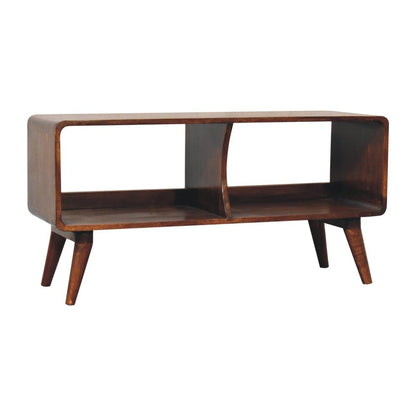 39" Brown Solid Wood Enclosed and Open Storage TV Stand