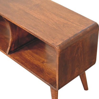 39" Brown Solid Wood Enclosed and Open Storage TV Stand