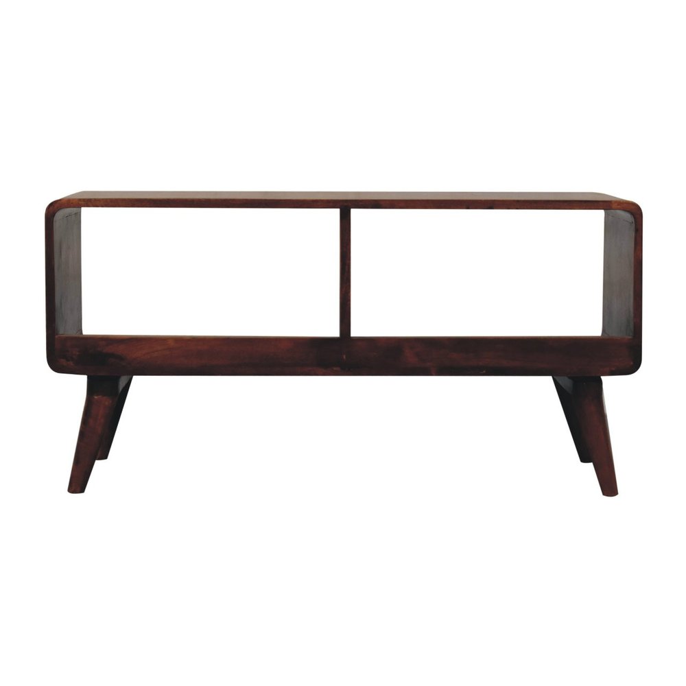 39" Brown Solid Wood Enclosed and Open Storage TV Stand