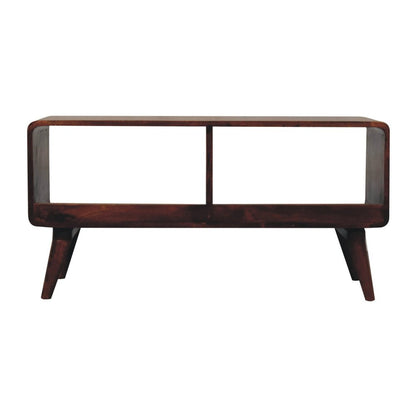 39" Brown Solid Wood Enclosed and Open Storage TV Stand