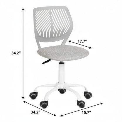 Gray and White Adjustable Height Swivel Rolling Office Chair