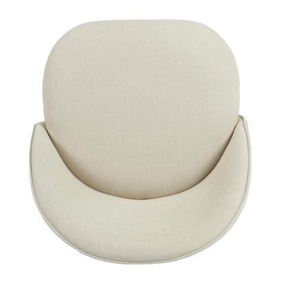 Set of Two 27" Beige And Oak Fabric And Metal Low Back Counter Height Swivel Bar Chairs