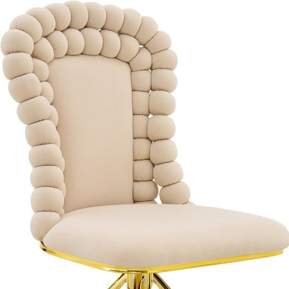 Set of Two Beige And Gold Velvet And Metal Dining Side Chairs