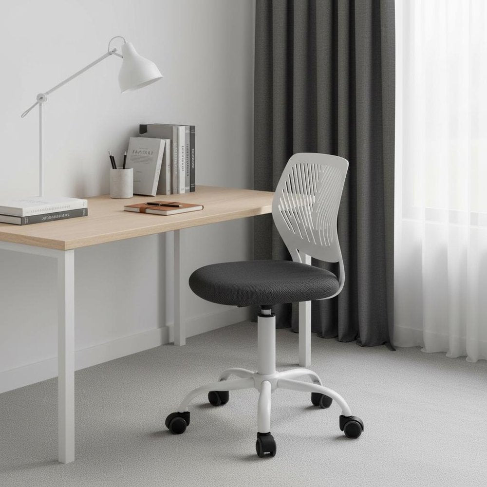 Gray And Dark Gray And White Swivel Rolling Office Chair