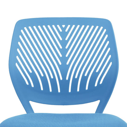 Blue and White Adjustable Height Swivel Rolling Office Chair