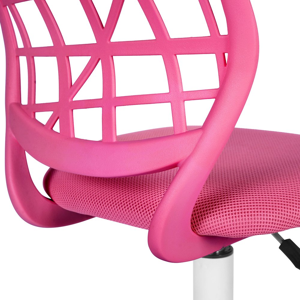 Pink and White Adjustable Height Swivel Rolling Office Chair