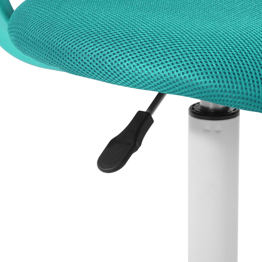 Aqua and White Adjustable Height Swivel Rolling Office Chair