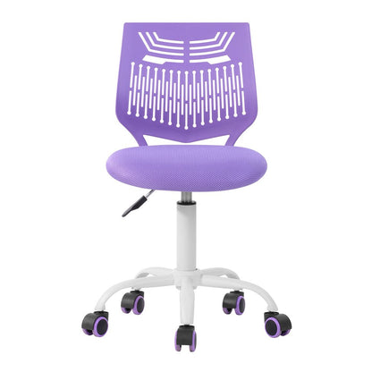 Purple and White Adjustable Height Swivel Rolling Office Chair
