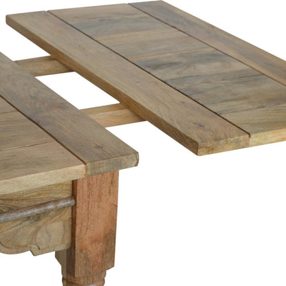 65" Brown Solid Wood Self-Storing Leaf Extendable Dining Table