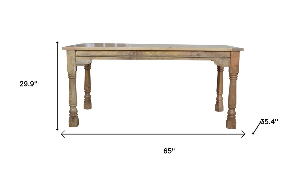 65" Brown Solid Wood Self-Storing Leaf Extendable Dining Table