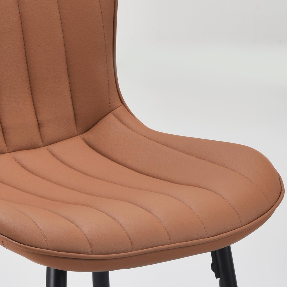 Set of Two 27" Brown And Black Faux Leather And Metal Low Back Counter Height Bar Chairs