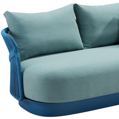 73" Green Metal Patio Sofa with Toss Pillows