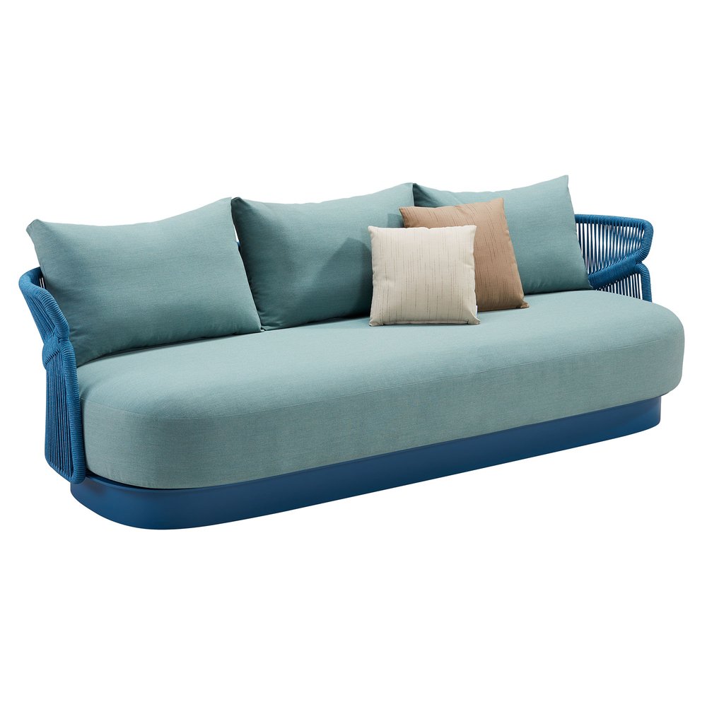 73" Green Metal Patio Sofa with Toss Pillows