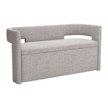 55" Gray Fabric Upholstered Storage Bench With Flip Top