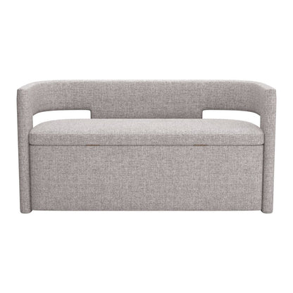 55" Gray Fabric Upholstered Storage Bench With Flip Top