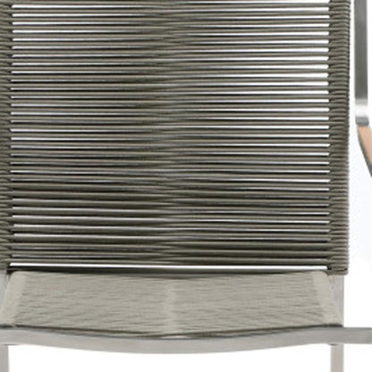 Set of Four Light Brown And Silver Woven Steel Outdoor Arm Chairs