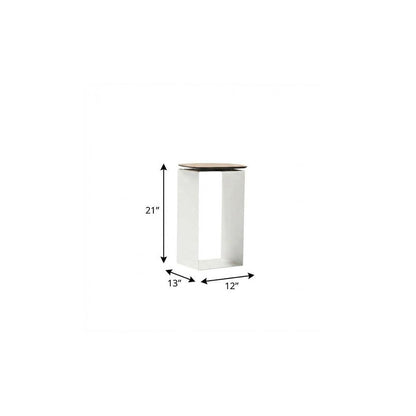 12" White And Brown Aluminum And Heavy Duty Resin Outdoor Side Table